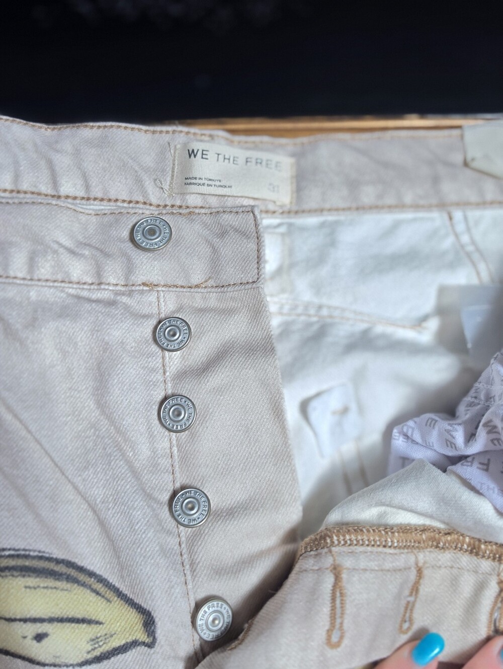 NWT We The Free Good Luck Printed Barrel Jeans in Go Bananas - Picture 14 of 16